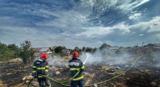 Un incendiu de vegetație a strnit panic la Cobia